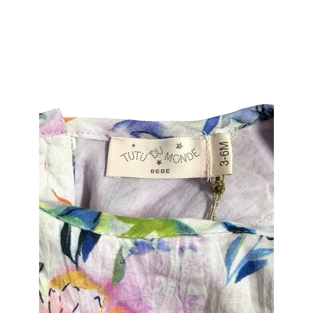 Tutu Du Monde Eden Dress Girls 3-6 Months Watercolor Summer Floral Lined Ruffled